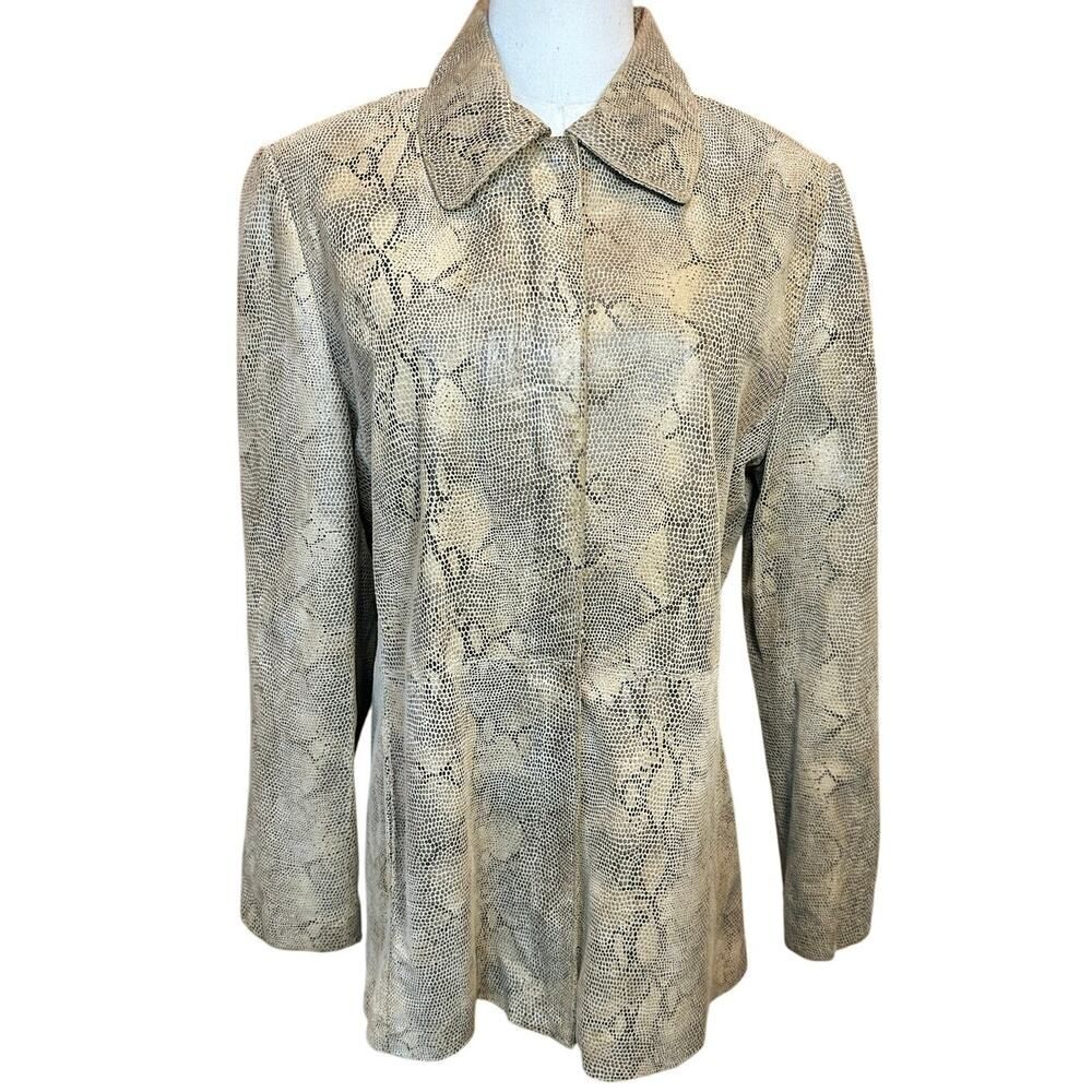 Bernardo Animal Print Leather Full
Zip Coat Mob Wife Office Siren Size M Jacket